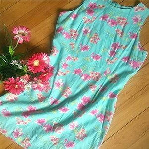 Floral Aqua Blue Sleeveless Dress